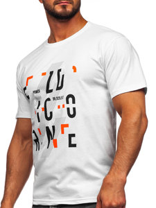 Λευκό ανδρικό βαμβακερό t-shirt Bolf 14752