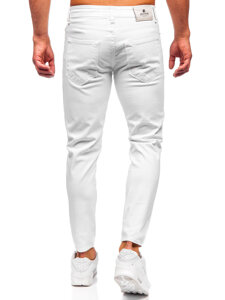 Λευκό ανδρικό τζιν παντελόνι slim fit Bolf 5873