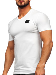 Λευκό ανδρικό t-shirt με τύπωμα V-neck Bolf MT3030