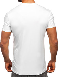 Λευκό ανδρικό t-shirt με τύπωμα V-neck Bolf MT3030