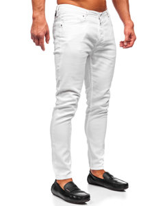 Λευκό παντελόνι τζιν ανδρικό slim fit Bolf R927