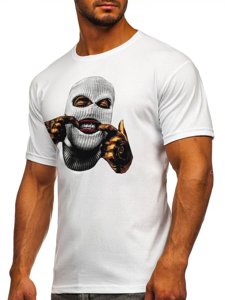 Λευκό T-shirt ανδρικό με στάμπα Bolf 142172