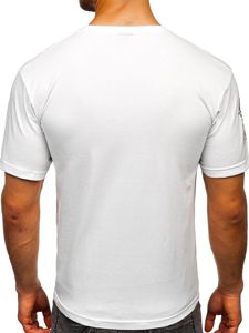 Λευκό T-shirt ανδρικό με στάμπα Bolf 14315