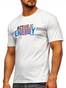 Λευκό T-shirt ανδρικό με στάμπα Bolf 14333