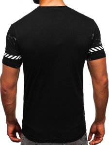 Μαυρο βαμβακερο T-shirt ανδρικο με σταμπα Bolf 11003