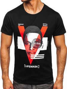 Μαυρο T-shirt ανδρικο με εκτυπωση Bolf KS2552