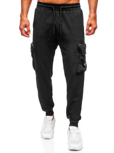 Μαύρα παντελόνια ανδρικά cargo joggers φόρμας Bolf K17