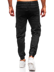 Μαύρα τζιν παντελόνια joggers cargo ανδρικά Bolf 8165