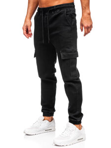 Μαύρα τζιν παντελόνια joggers cargo ανδρικά Bolf 8170