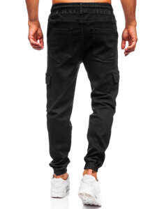 Μαύρα τζιν παντελόνια joggers cargo ανδρικά Bolf 8170