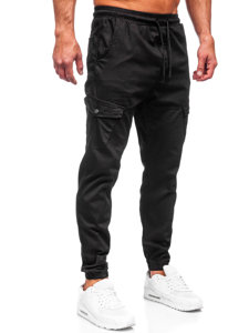 Μαύρα υφασμάτινα jogger cargo ανδρικά Bolf 384A