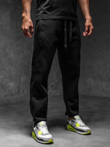 Μαύρα χοντρά παντελόνια ανδρικά joggers φόρμας Bolf MS002A1