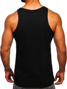 Μαύρη ανδρική αμάνικη μπλούζα tank top με στάμπα Bolf 143029