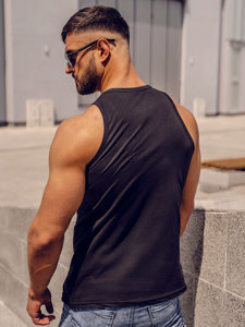 Μαύρη ανδρική αμάνικη μπλούζα tank top με στάμπα Bolf 14844A