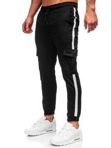 Μαύρο ανδρικό παντελόνι jogger cargo Bolf 0012