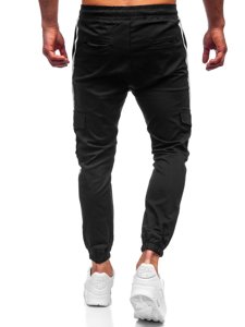 Μαύρο ανδρικό παντελόνι jogger cargo Bolf 0012