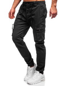 Μαύρο ανδρικό παντελόνι jogger cargo Bolf 8983