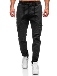 Μαύρο ανδρικό παντελόνι jogger cargo Bolf 8983