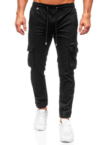 Μαύρο ανδρικό παντελόνι jogger cargo Bolf MP0201N