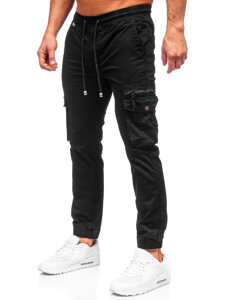 Μαύρο ανδρικό παντελόνι jogger cargo Bolf MP0201N