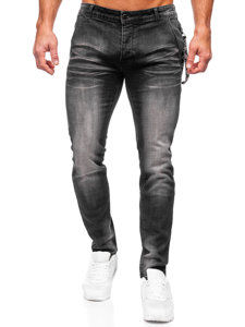 Μαύρο ανδρικό τζιν παντελόνι slim fit Bolf MP0091N