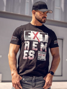 Μαύρο ανδρικό t-shirt με τύπωμα Bolf 14312A