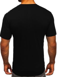 Μαύρο T-shirt ανδρικό με στάμπα Bolf 142171