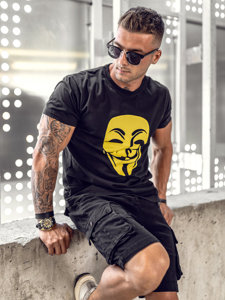 Μαύρο T-shirt ανδρικό με στάμπα Bolf 14400A