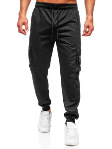 Μαύρο cargo ανδρικό παντελόνι jogger φόρμας Bolf JX6362