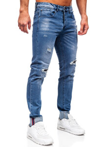 Μπλε ανδρικό τζιν παντελόνι slim fit Bolf MP0126B