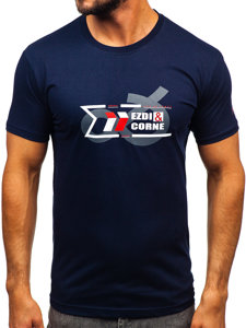 Μπλε μαρέν ανδρικό βαμβακερό t-shirt Bolf 14736