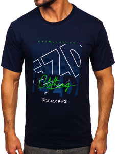 Μπλε μαρέν ανδρικό βαμβακερό t-shirt Bolf 14748