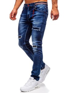 Μπλε μαρέν ανδρικό τζιν παντελόνι φόρμας slim fit Bolf 80033W0