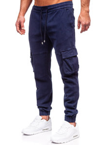 Μπλε μαρέν ανδρικό τζιν παντελόνι jogger cargo  Bolf MP0105BS