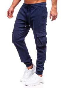 Μπλε μαρέν ανδρικό τζιν παντελόνι jogger cargo  Bolf MP0105BS