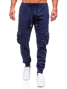 Μπλε μαρέν ανδρικό τζιν παντελόνι jogger cargo  Bolf MP0105BS