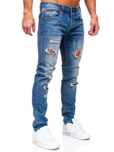 Μπλε μαρέν ανδρικό τζιν παντελόνι slim fit Bolf MP0086BS