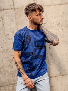 Μπλε T-shirt ανδρικο με εκτυπωση Bolf KS2525T