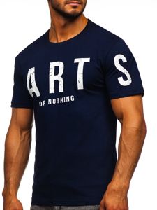 Μπλε T-shirt ανδρικό με στάμπα Bolf 1180