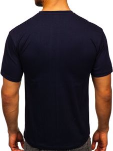 Μπλε T-shirt ανδρικό με στάμπα Bolf 14333