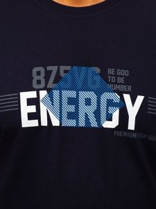 Μπλε T-shirt ανδρικό με στάμπα Bolf 14333