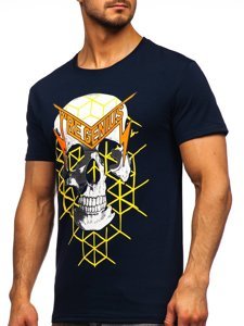 Ναυτικο μπλε T-shirt ανδρικο με σταμπα Bolf Y70002