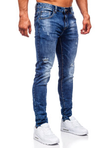 Σκούρα μπλε τζιν παντελόνια ανδρικά slim fit Bolf KX718A