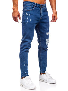 Σκούρο μπλε ανδρικό τζιν παντελόνι slim fit Bolf 6565