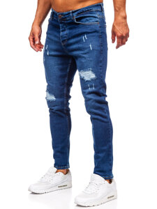 Σκούρο μπλε ανδρικό τζιν παντελόνι slim fit Bolf 6569-1