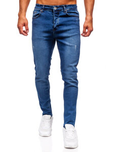 Σκούρο μπλε ανδρικό τζιν παντελόνι slim fit Bolf 6585