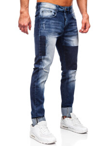 Σκούρο μπλε ανδρικό τζιν παντελόνι slim fit Bolf MP0144BS