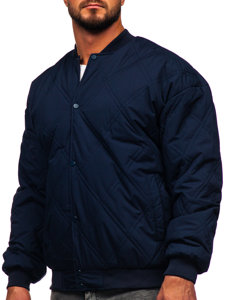 Σκούρο μπλε καπιτονέ ανδρικό μπουφάν baseball bomber Bolf 84M3020