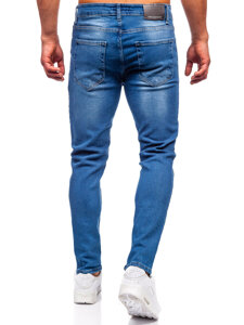 Σκούρο μπλε παντελόνια τζιν ανδρικά slim fit Bolf 6458