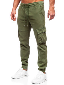 Χακί ανδρικό τζιν παντελόνι jogger cargo  Bolf MP0105MV